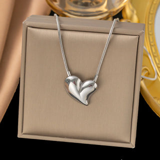 【IA0723】ヴィンテージステンレススチール 18K ゴールドメッキ コントラストのある不規則なハートネックレスピアス 女性用ジュエリーアクセサリー
