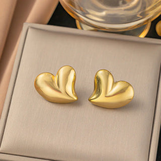 【IA0723】ヴィンテージステンレススチール 18K ゴールドメッキ コントラストのある不規則なハートネックレスピアス 女性用ジュエリーアクセサリー