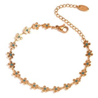 【IA1862】ヴァーシャル VSD228  青の油滴 花ブレスレット 18K ゴールドメッキ ステンレススチール 色褪せ防止 ブレスレット