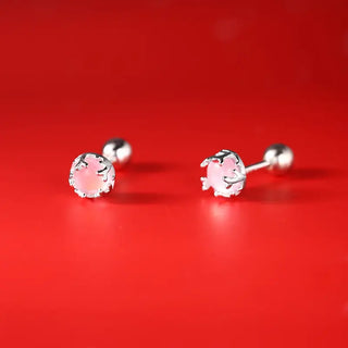 【IA2096】ファンシークリスマススタイルピアス 925 スターリングシルバー キュートなムーンストーン クリスマススクリューピアス