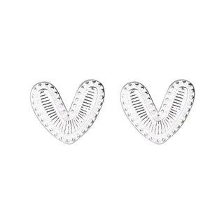 【IA2116】クラシックヴィンテージハートスタッドピアス 925 スターリングシルバー デイリーピアス 女性用