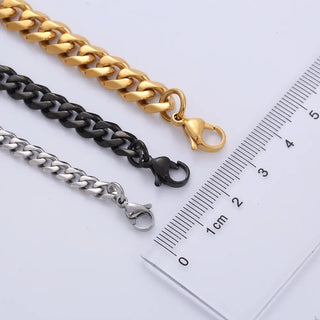【IA3666】トレンディファッション ヒップホップジュエリー 高光沢 18Kゴールドメッキ キューバンリンクチェーン ステンレススチール キューバンチェーンブレスレット