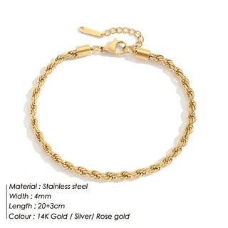 【IA1040】ジュエリー クラシック 女性用 ステンレススチール 14K ゴールドメッキ ボホビーチロープ アンクレットブレスレット 女性用