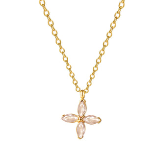 【IA1878】VSB1872 カラージルコンクローバーハンギングネックレス 18K ゴールドメッキ ステンレススチール 錆びないネックレス