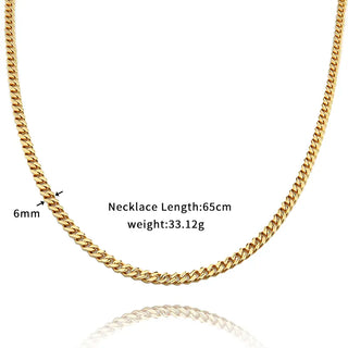 【IA3525】ヒップホップ メンズ ステンレススチール 14K 18K ゴールドメッキ マイアミキューバンリンクチェーンネックレス