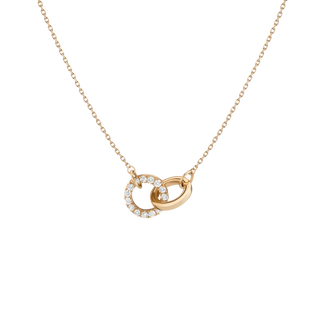 【IA1511】18k ゴールドメッキ 連結リンク 二重サークル 925 スターリングシルバー サークル 連結ネックレス