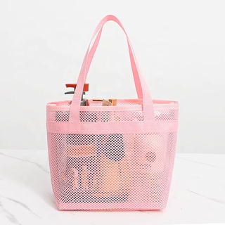 オリジナルロゴメッシュバッグOEM小ロット200個〜OK！全4カラー/刺繍・プリント・ラベルなどのカスタム可能！