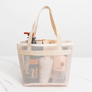 オリジナルロゴメッシュバッグOEM小ロット200個〜OK！全4カラー/刺繍・プリント・ラベルなどのカスタム可能！